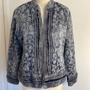 Coldwater Creek Jacquard tapestry Jacket Blue- Size L